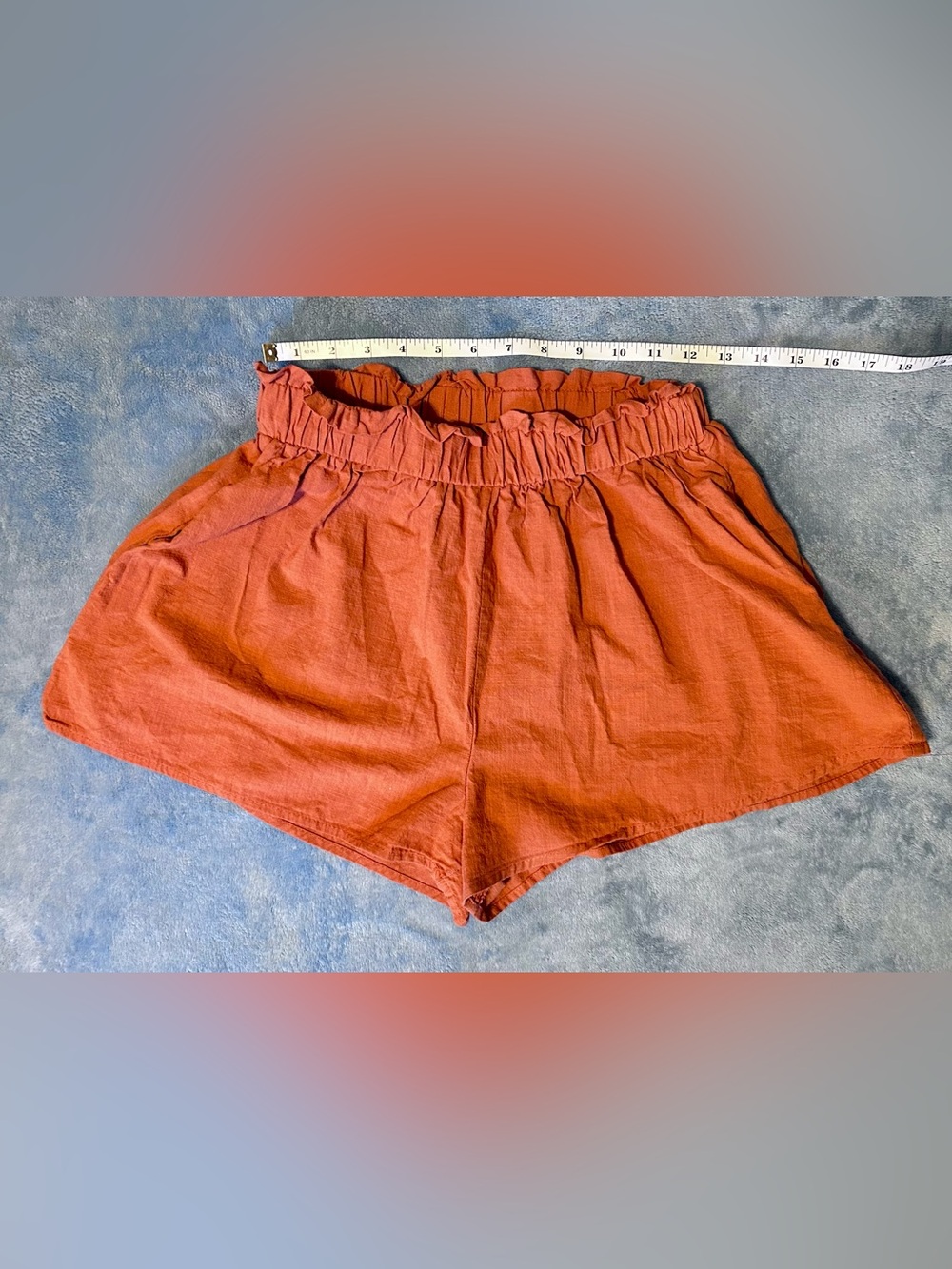 Valija 100% COTTON Women's Rust Paperbag Waist Shorts - Picture 2 of 4